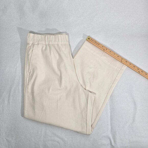 J.CREW Astrid NATURAL Elastic Waistband Hi-Rise Wide Leg Crop Chino Pant Size L. - Picture 17 of 17